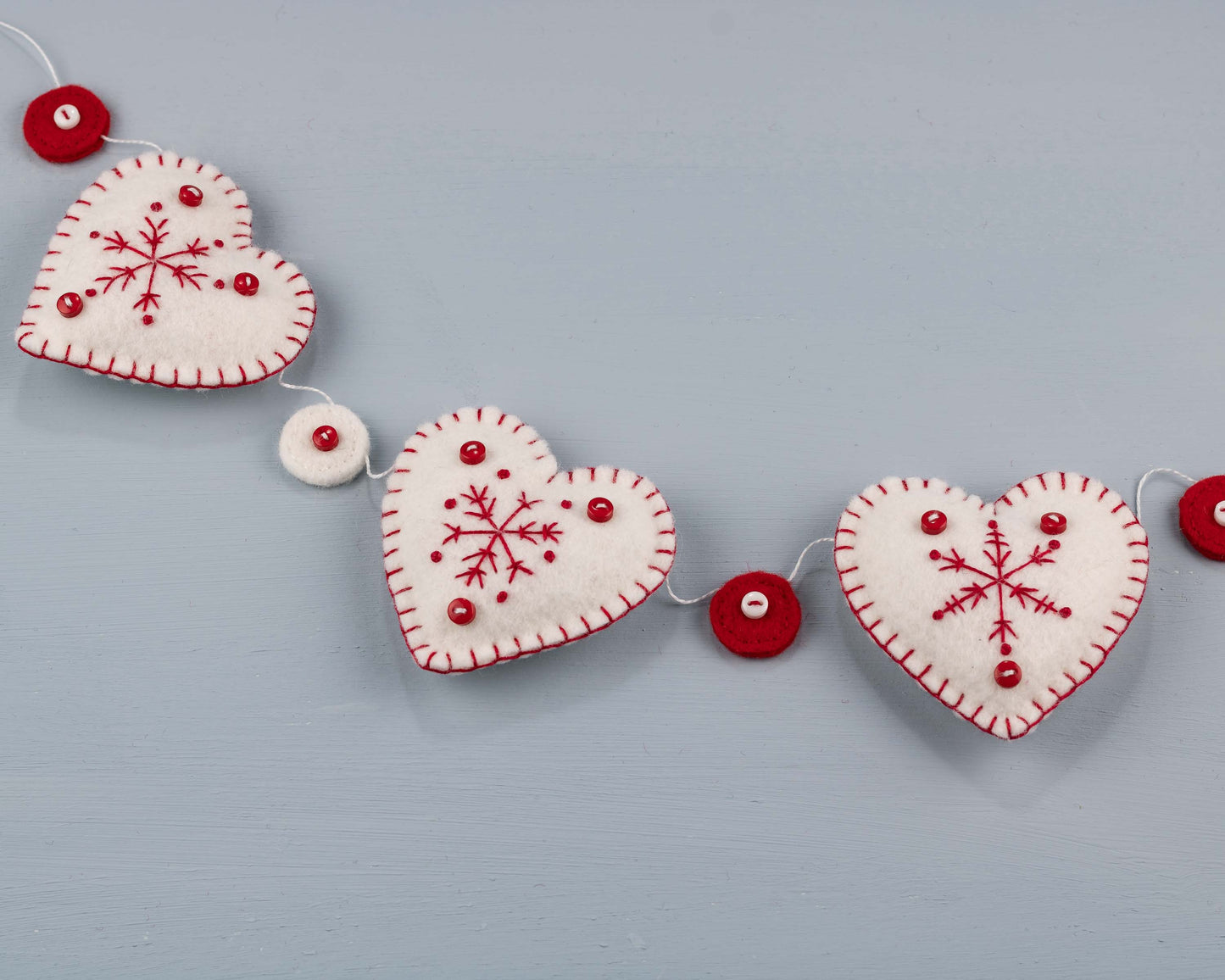 Snowflake Heart Felt Garland