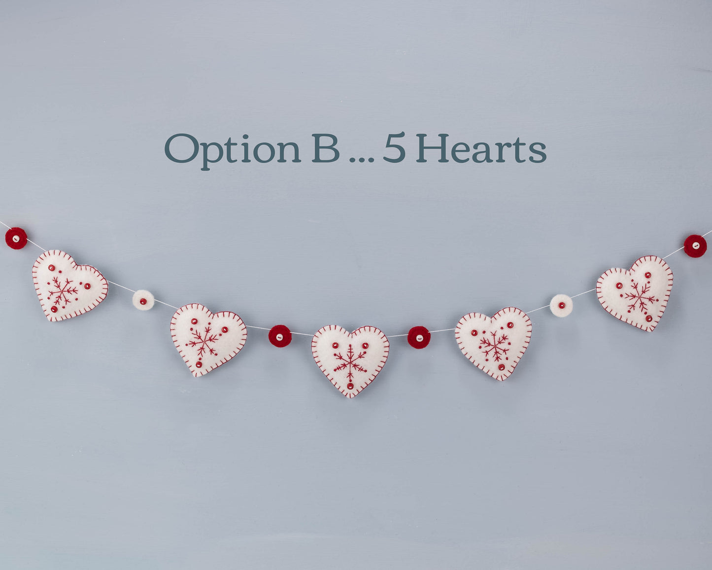 Snowflake Heart Felt Garland