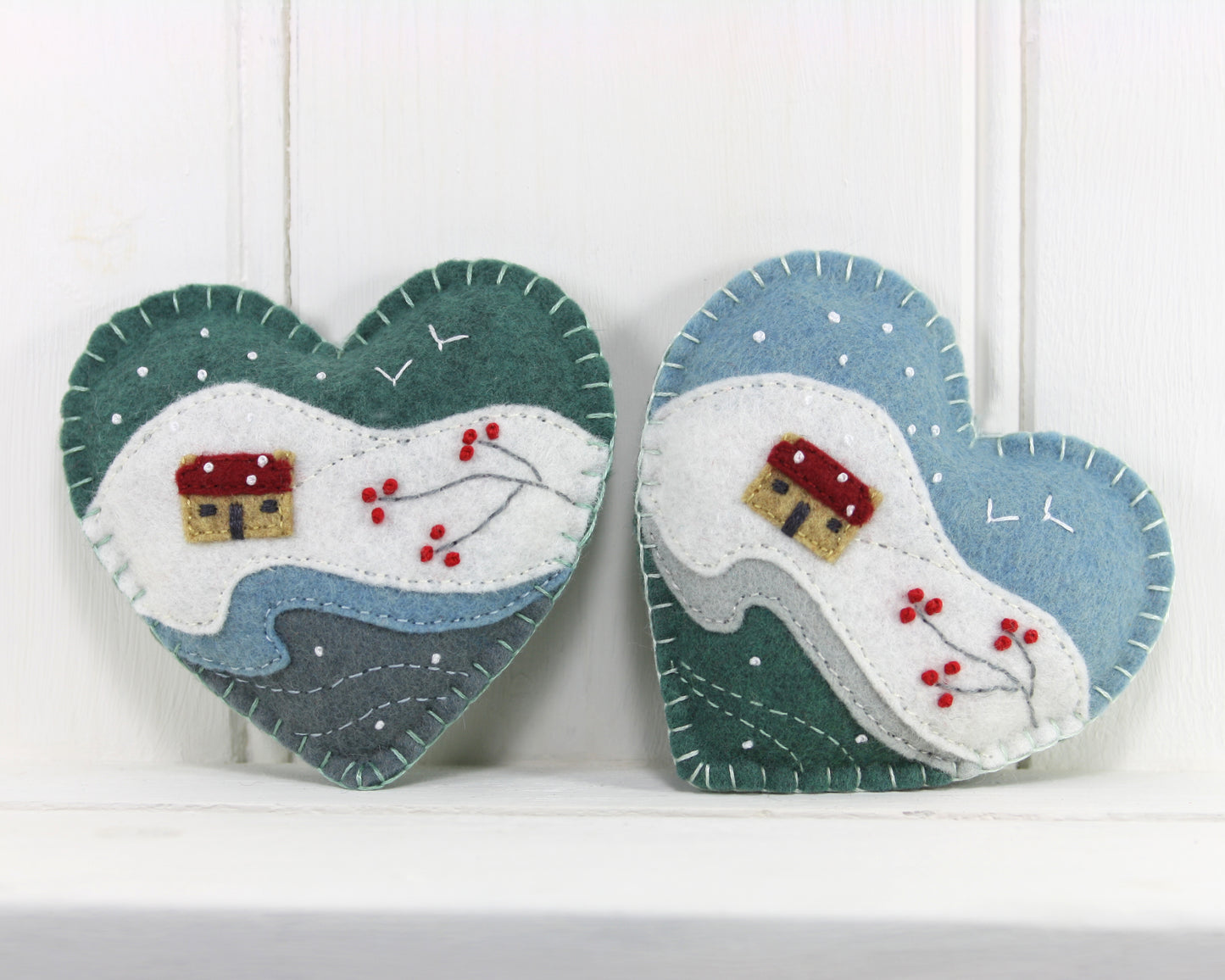 Winter Cottage Felt Christmas Ornament