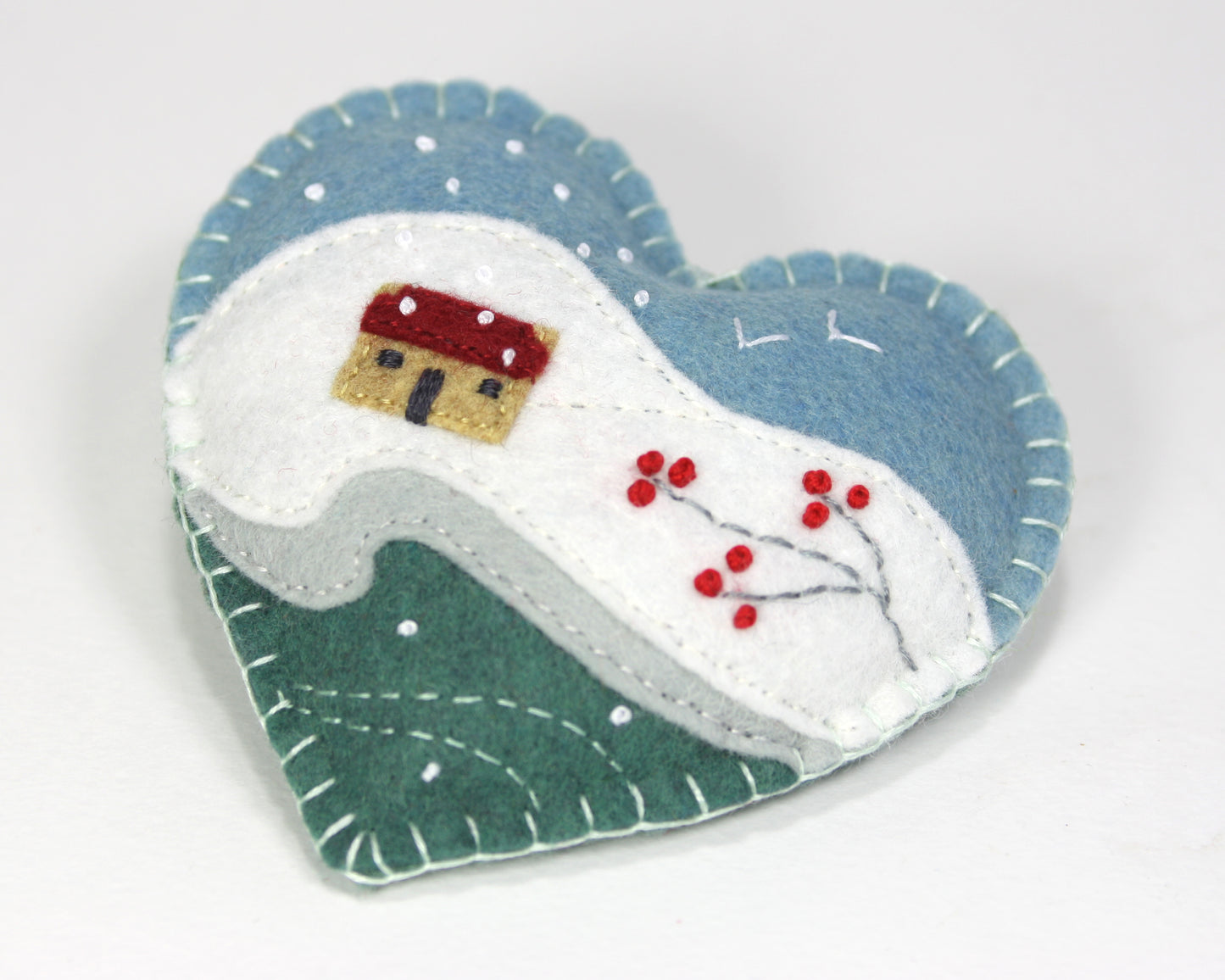 Winter Cottage Felt Christmas Ornament