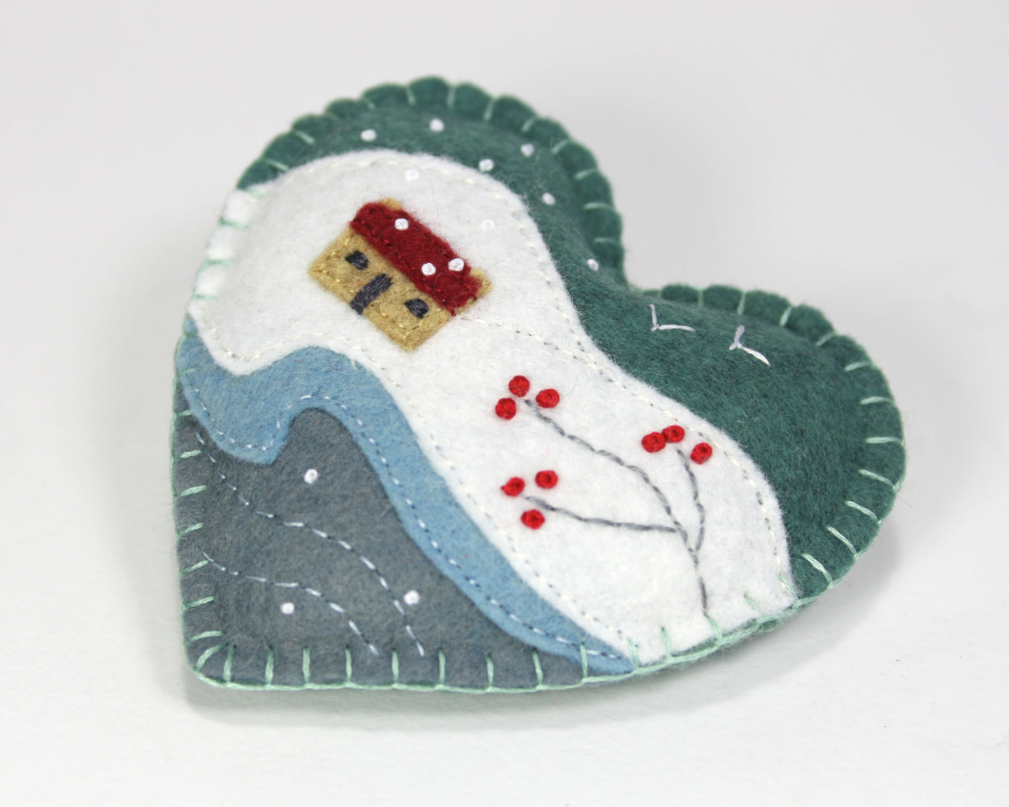 Embroidered Felt Winter Landscape Christmas Ornament