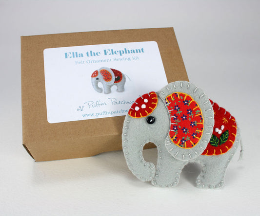 elephant felt ornament kit by Puffin Patchwork
