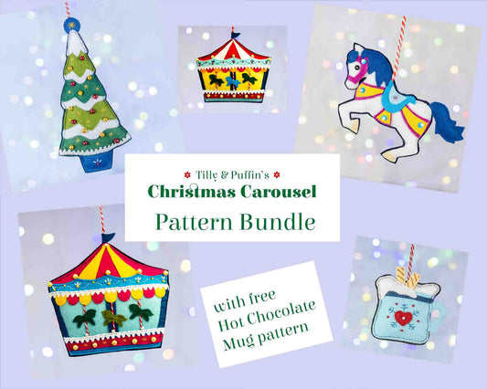 Christmas Carousel Felt Ornament Sewing Pattern Bundle