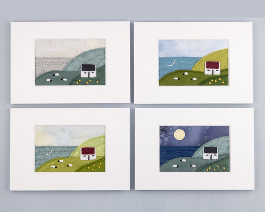 Irish Cottage Mini Landscape Textile Art