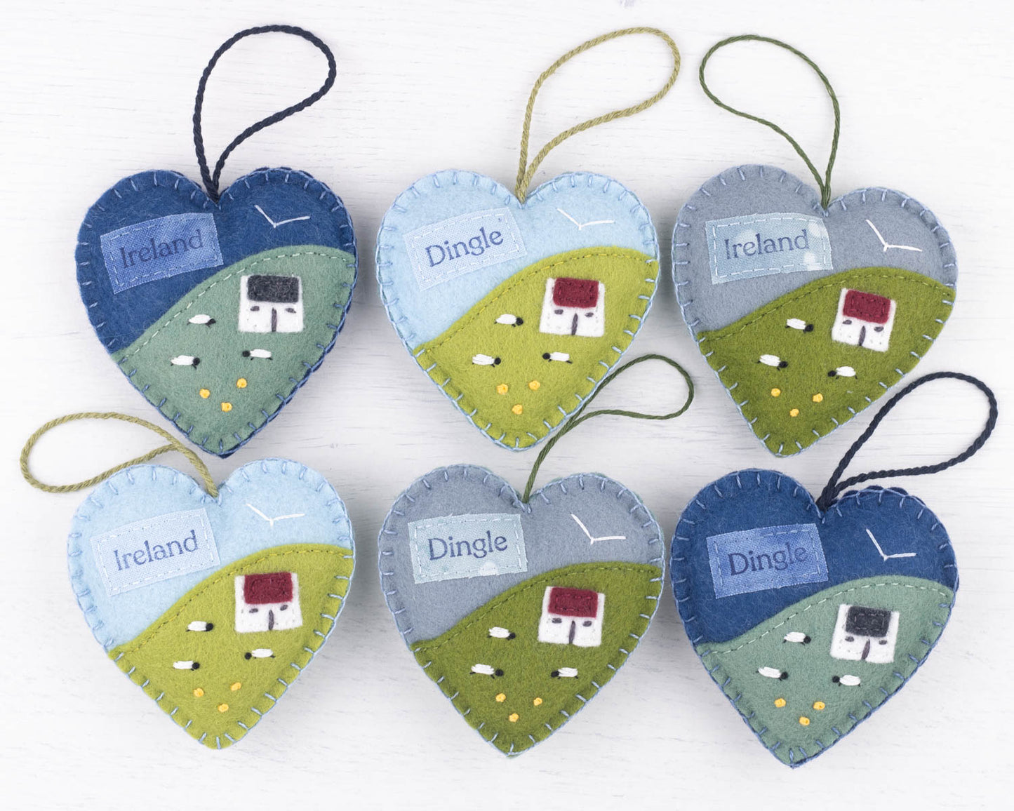 Irish Cottage Felt Heart Ornament