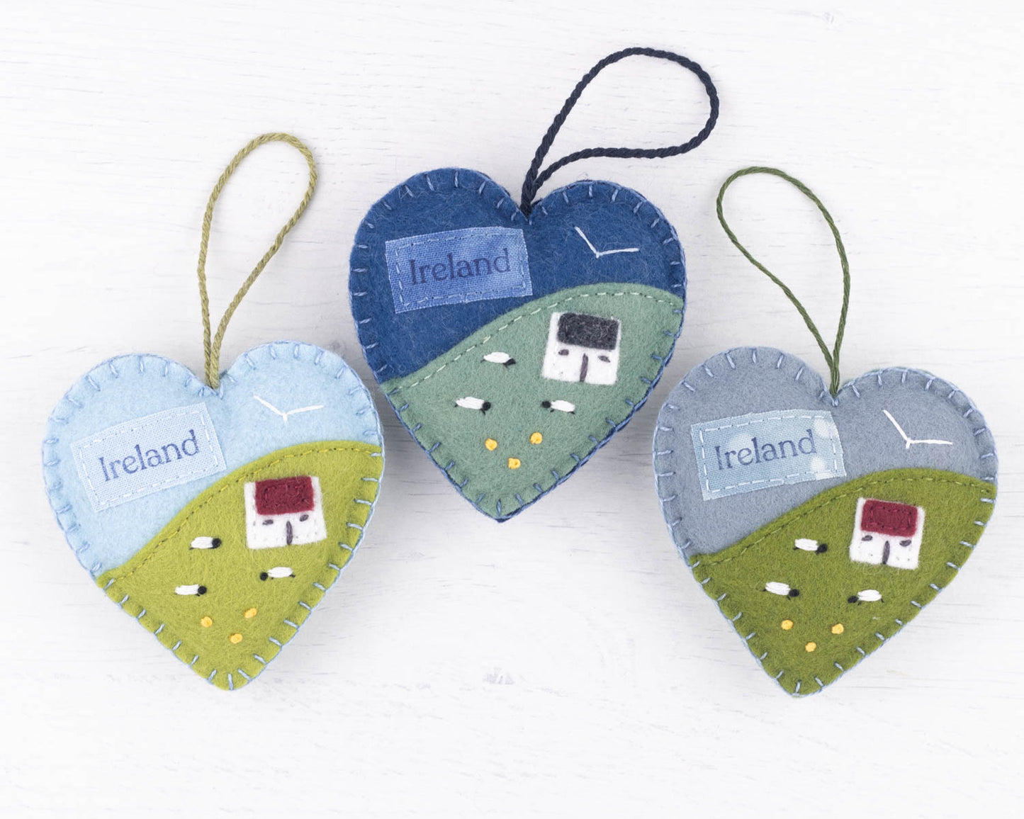 Irish Cottage Felt Heart Ornament