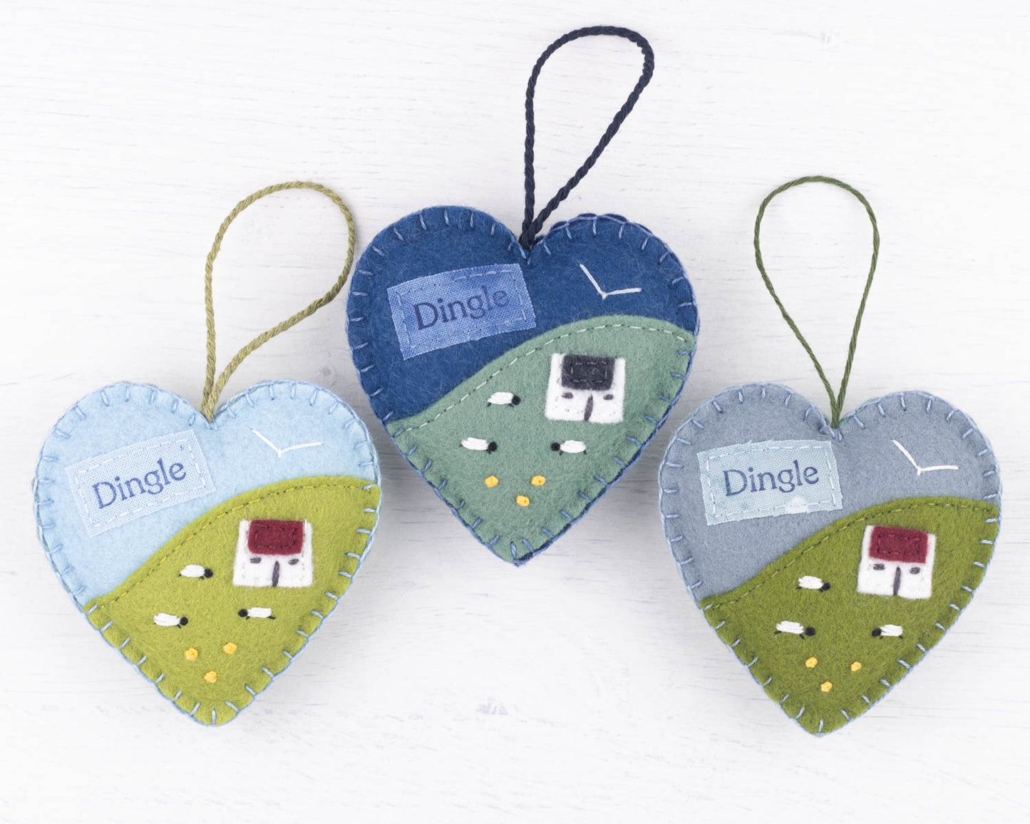 Irish Cottage Felt Heart Ornament