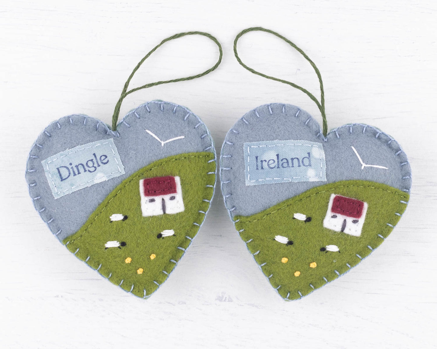 Irish Cottage Felt Heart Ornament