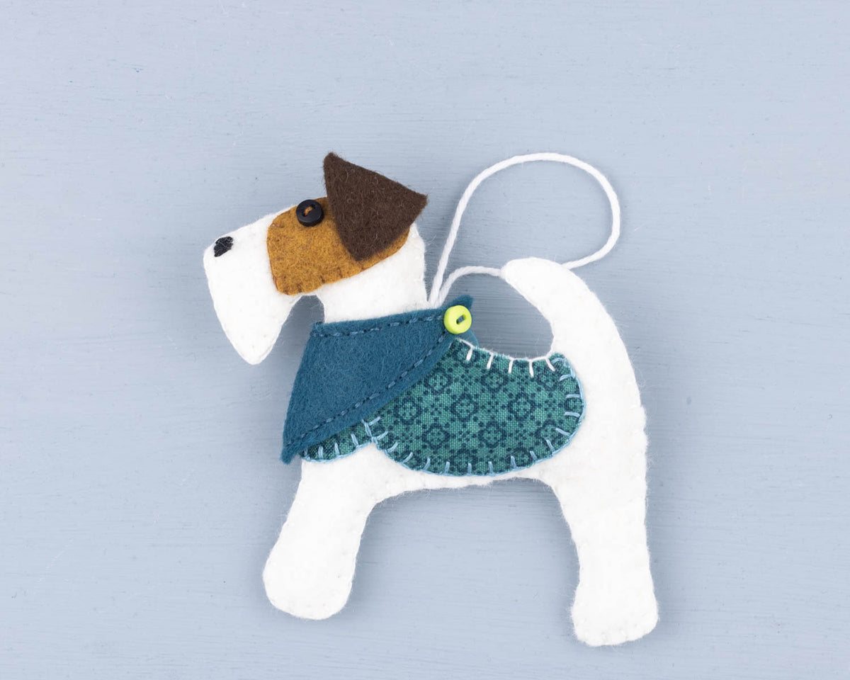 Fred the Fox Terrier Felt Dog Ornament
