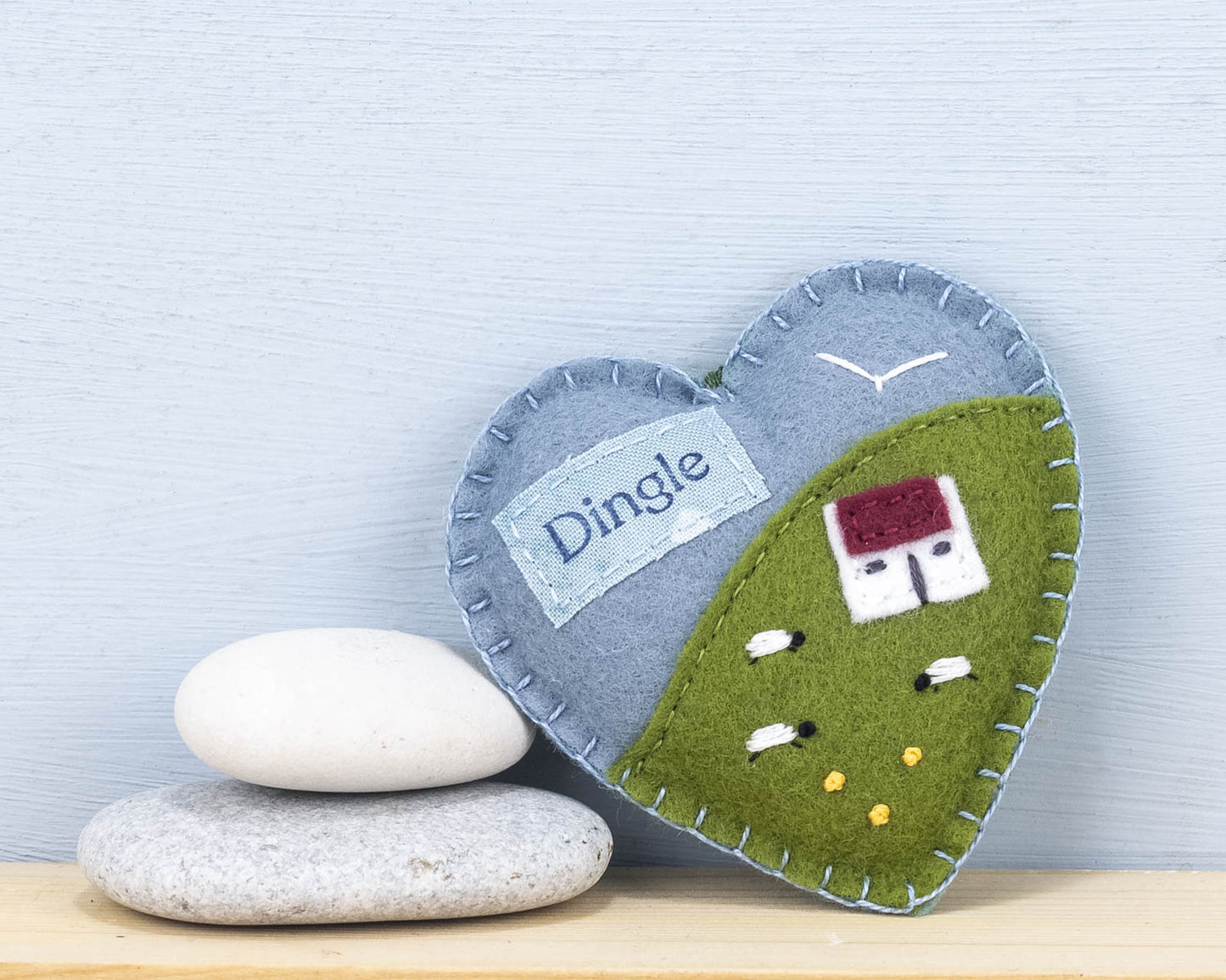 Irish Cottage Felt Heart Ornament