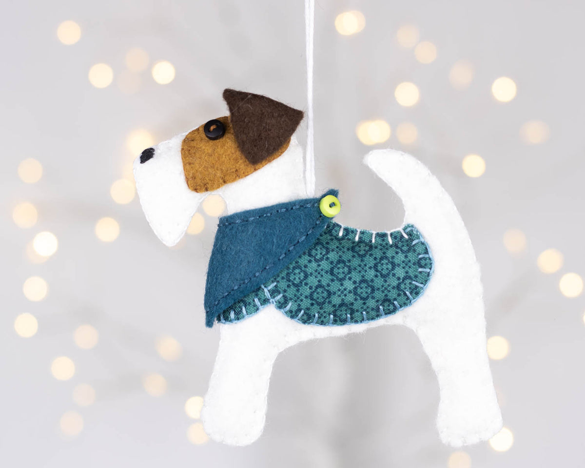 Fred the Fox Terrier Felt Dog Ornament