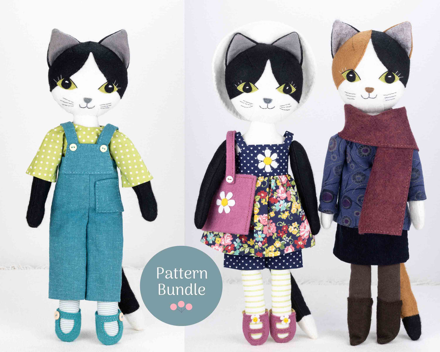 Puffin Cat Doll with Summer & Autumn Outfits Pattern Bundle