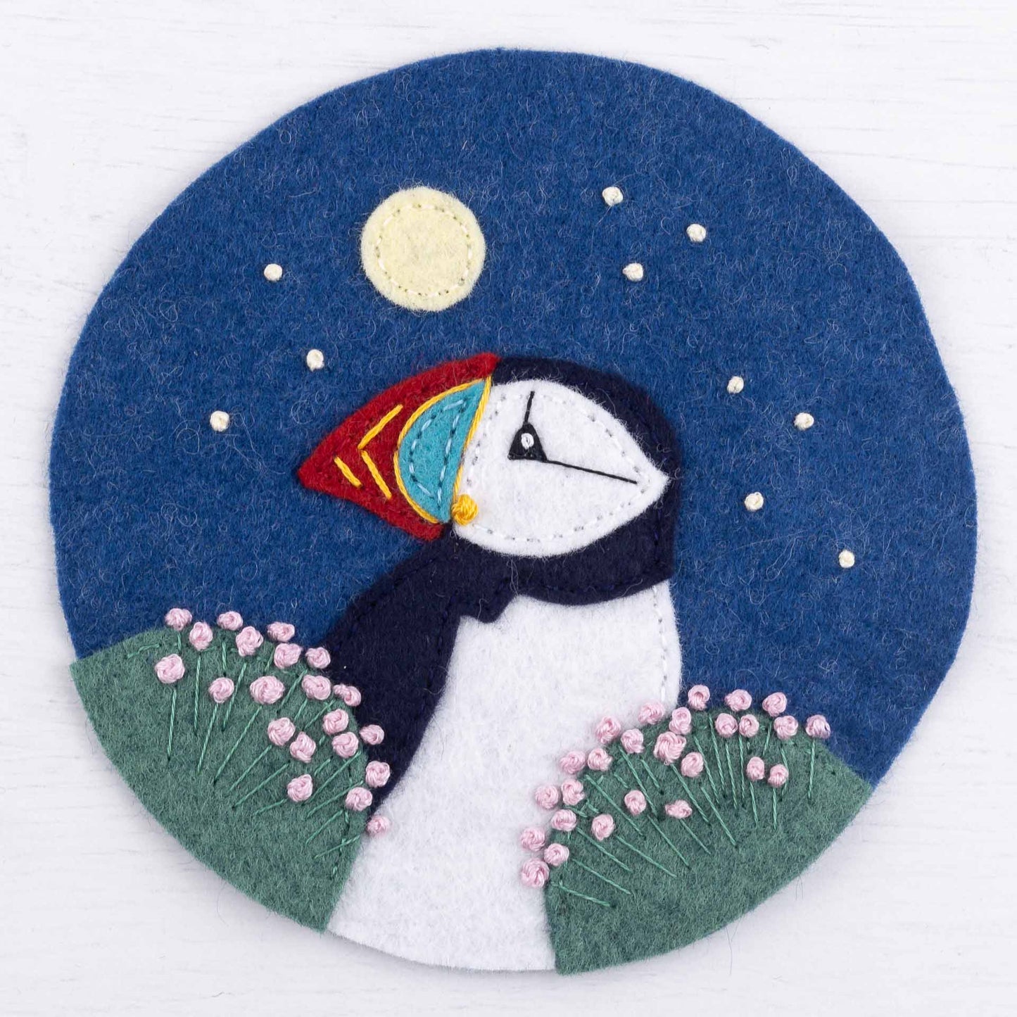Puffin Hoop-framed Embroidery Pattern