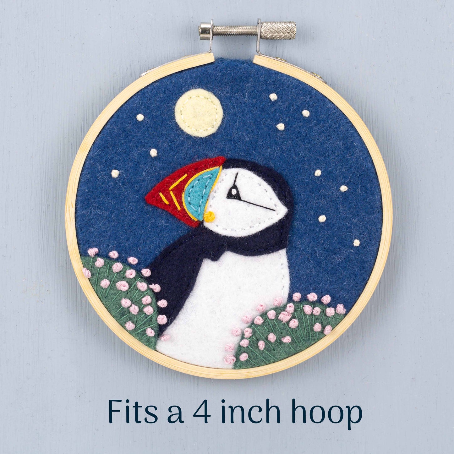 Puffin Hoop-framed Embroidery Pattern