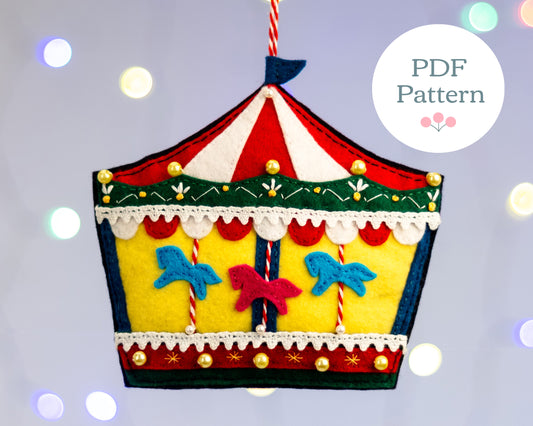 Carousel Felt Christmas Ornament Sewing Pattern