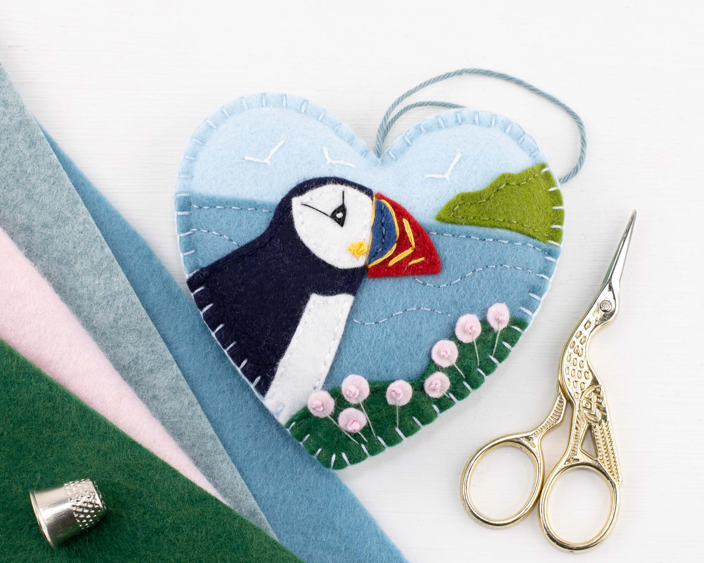 Puffin Heart Felt Ornament Sewing Pattern