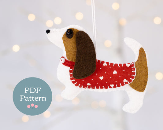 Basset Hound Felt Christmas Ornament Pattern