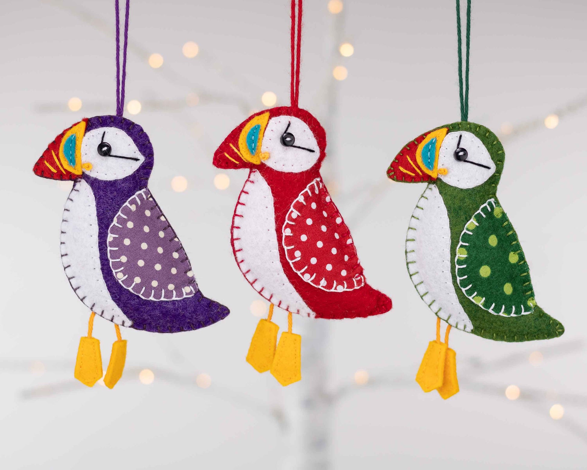 Set of 3 Retro Style Felt Christmas Ornaments – Tilly & Puffin