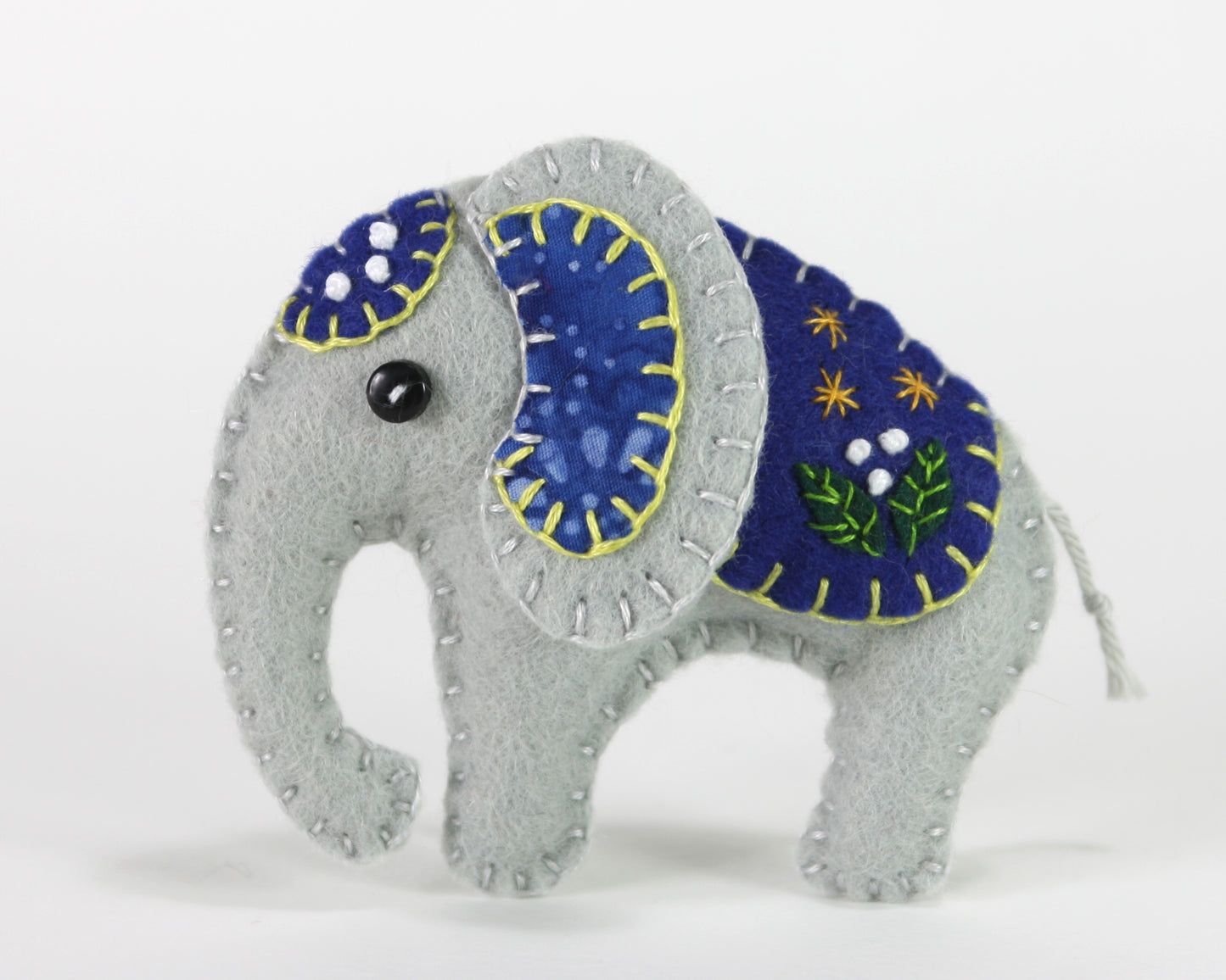 Handmade Felt Elephant Ornament, Elephant Christmas ornament