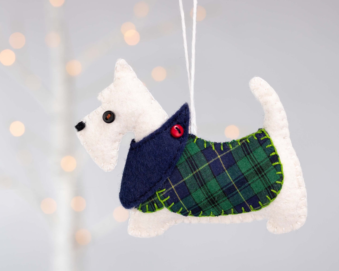White Scottie Dog Christmas Ornament, Hamish