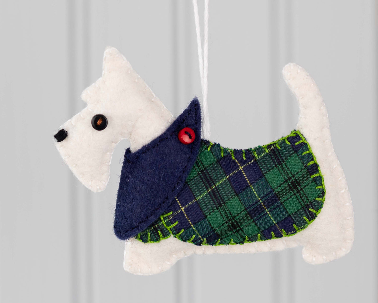 White Scottie Dog Christmas Ornament, Hamish