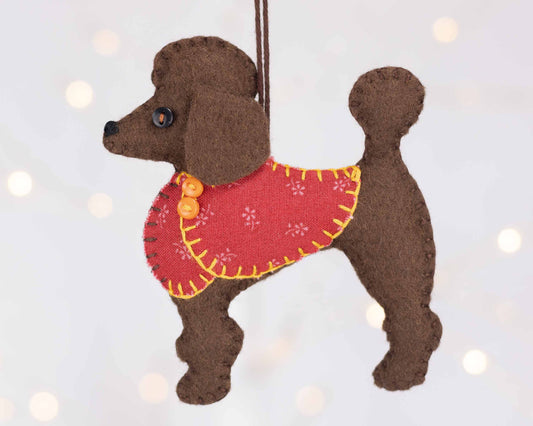 Coco the Poodle Felt Christmas Ornament