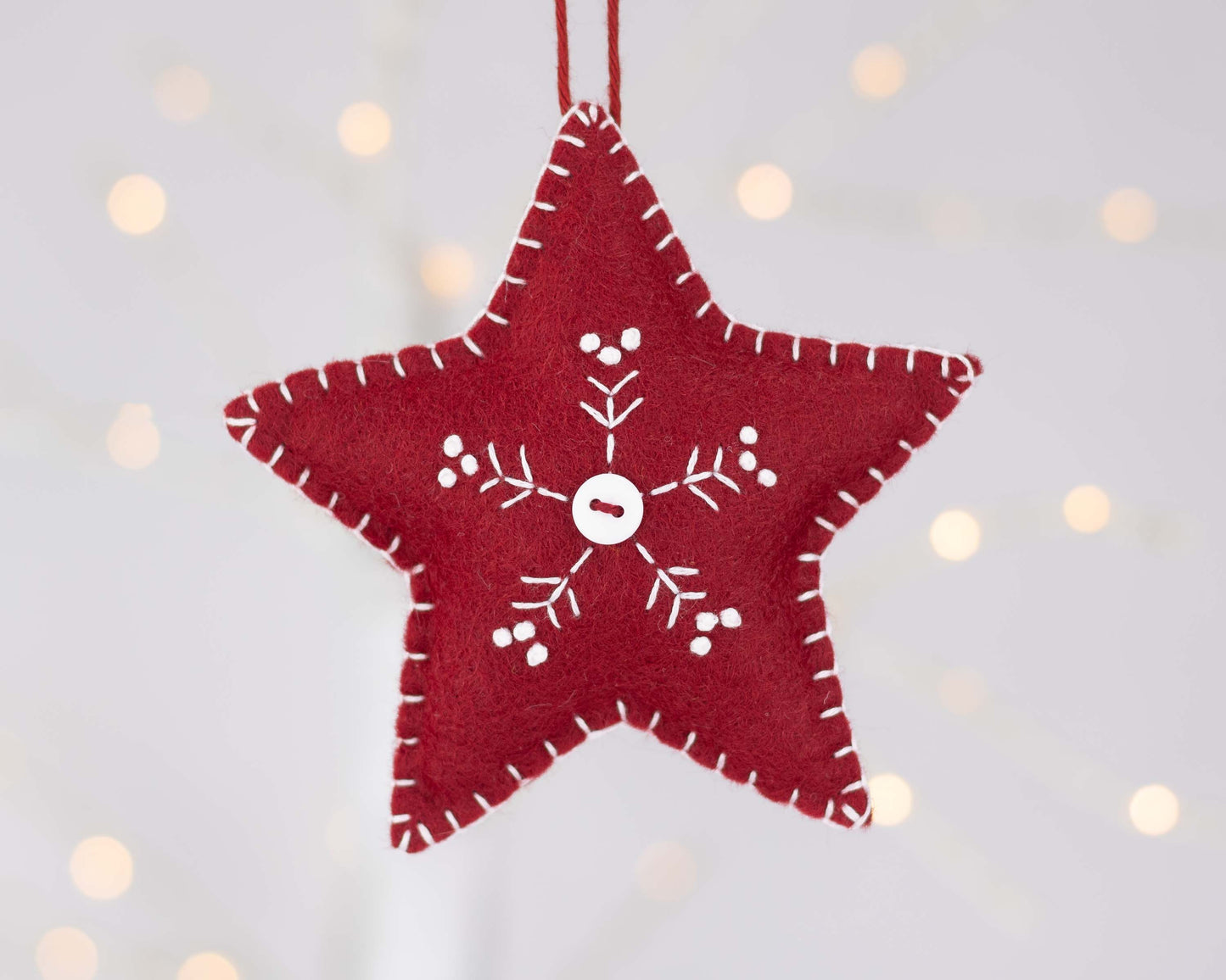 Set of Two Snowflake Felt Christmas Ornaments