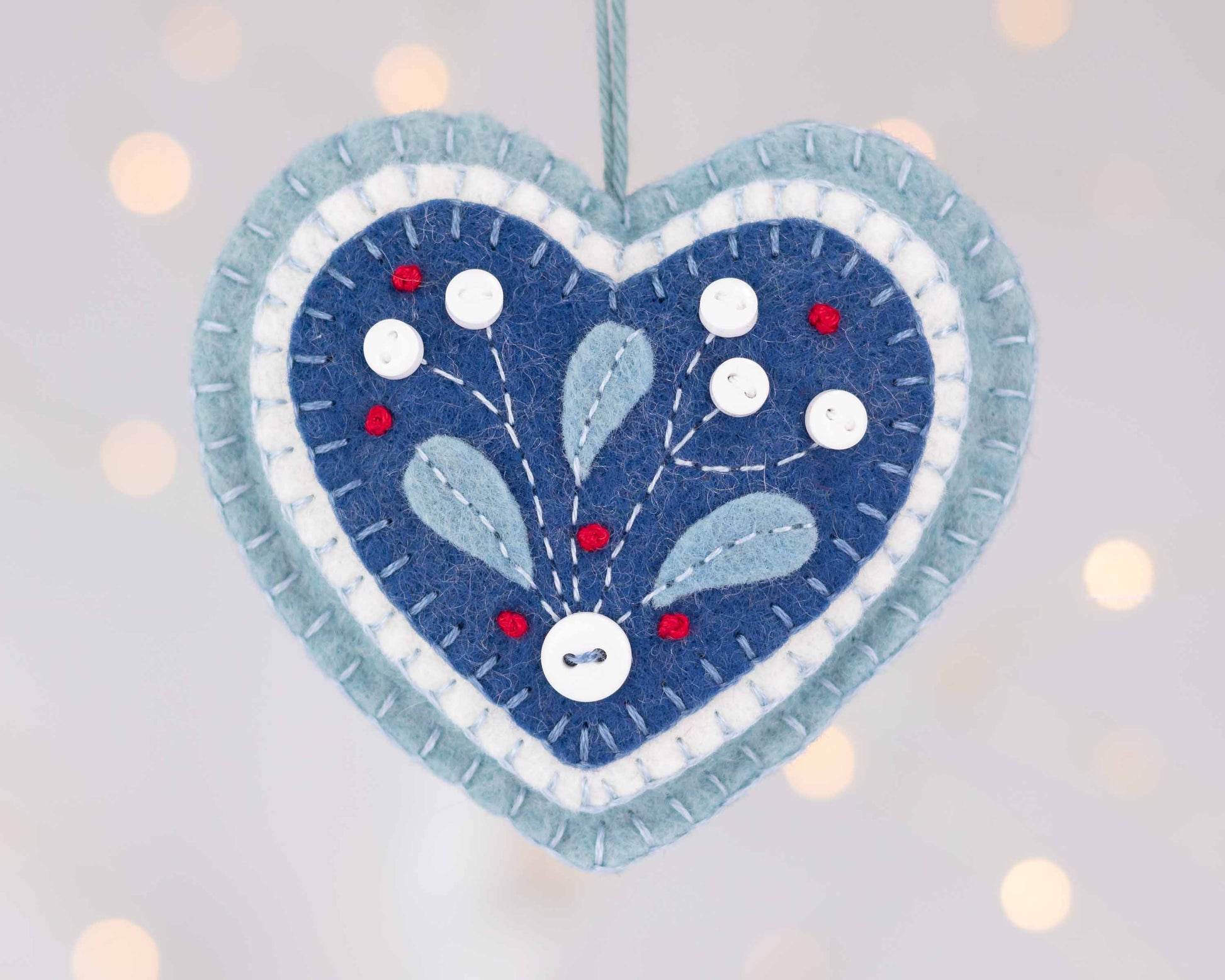 Felt Heart Ornaments with Berries