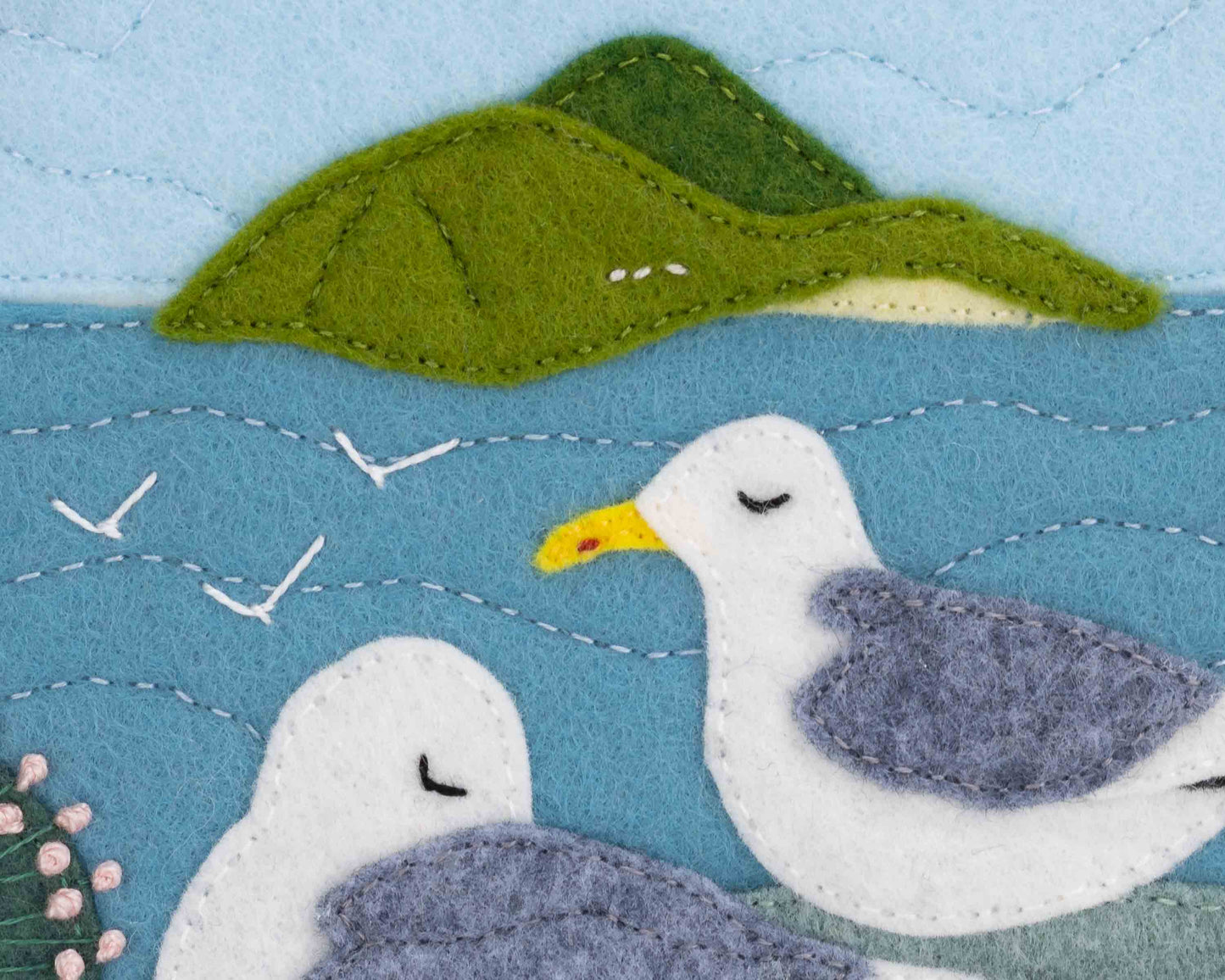 Blasket Island Gulls Felt Embroidery