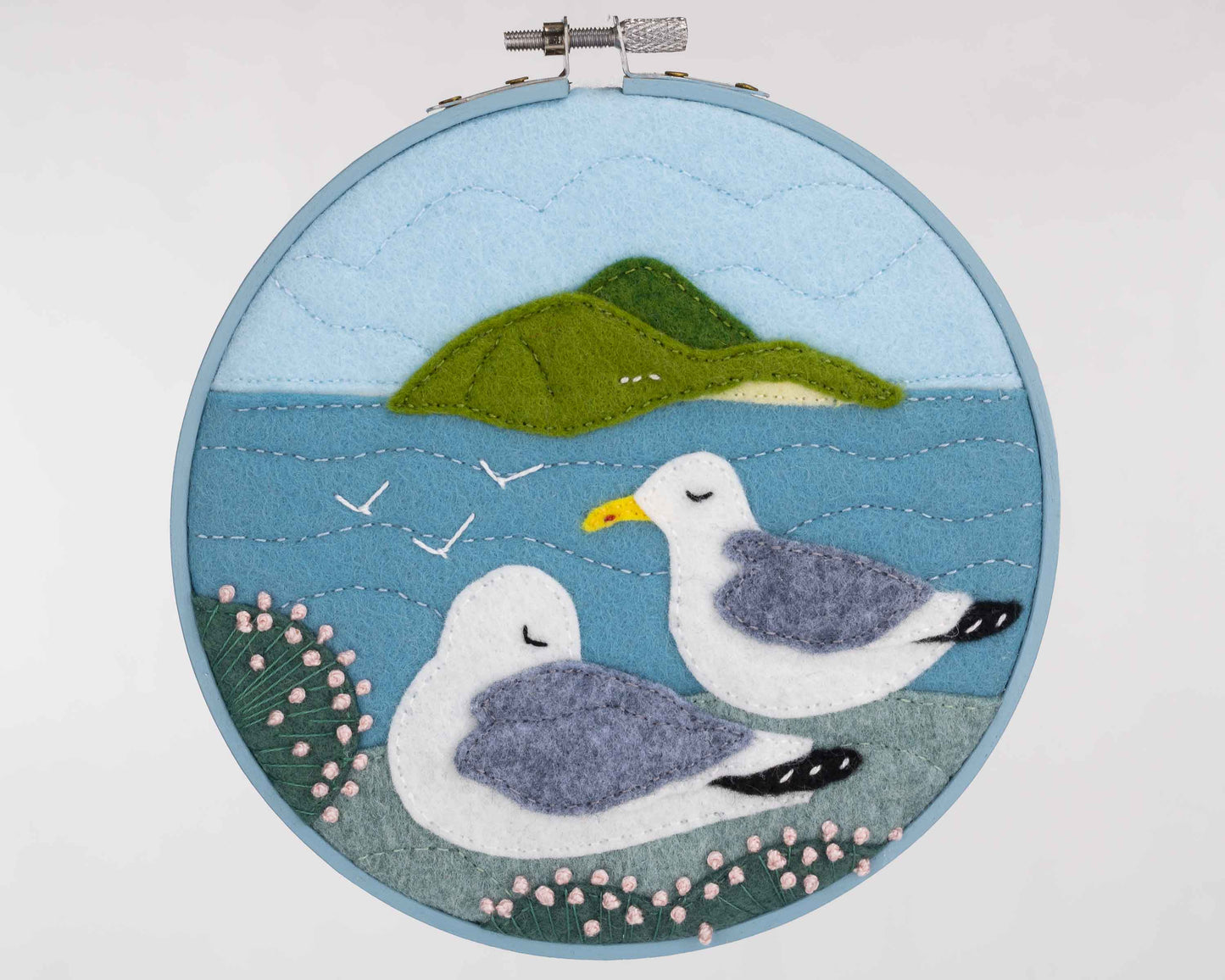 Blasket Island Gulls Felt Embroidery