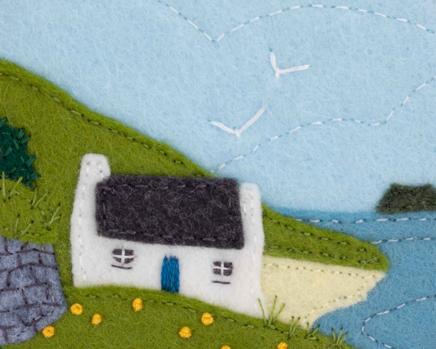 Great Blasket Island Cottage felt embroidery