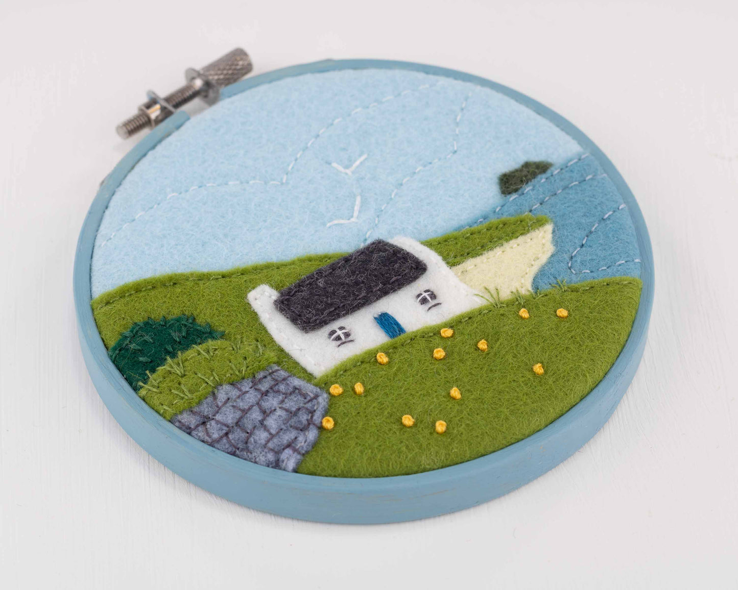 Great Blasket Island Cottage felt embroidery