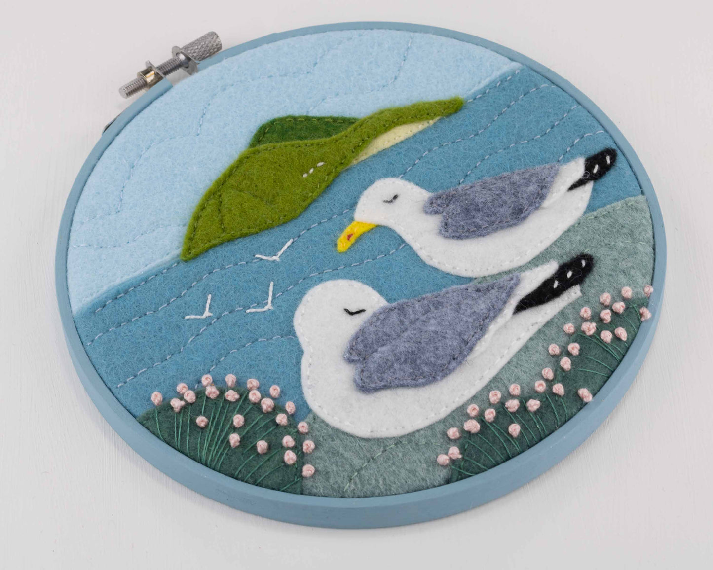 Blasket Island Gulls Felt Embroidery