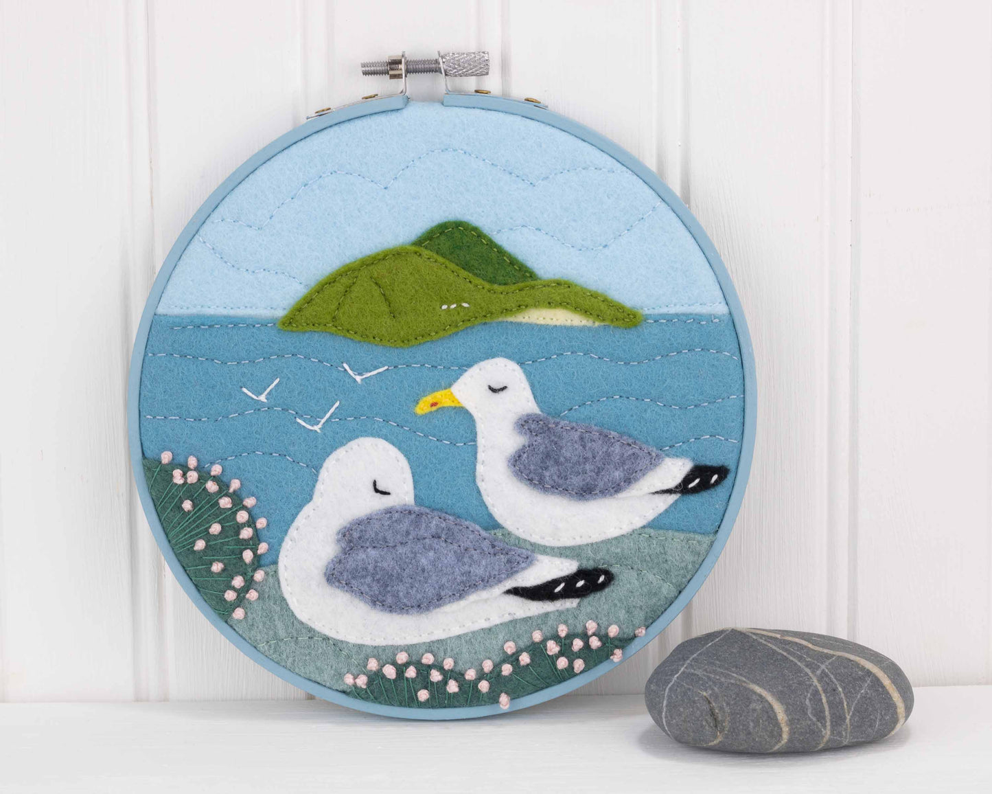 Blasket Island Gulls Felt Embroidery