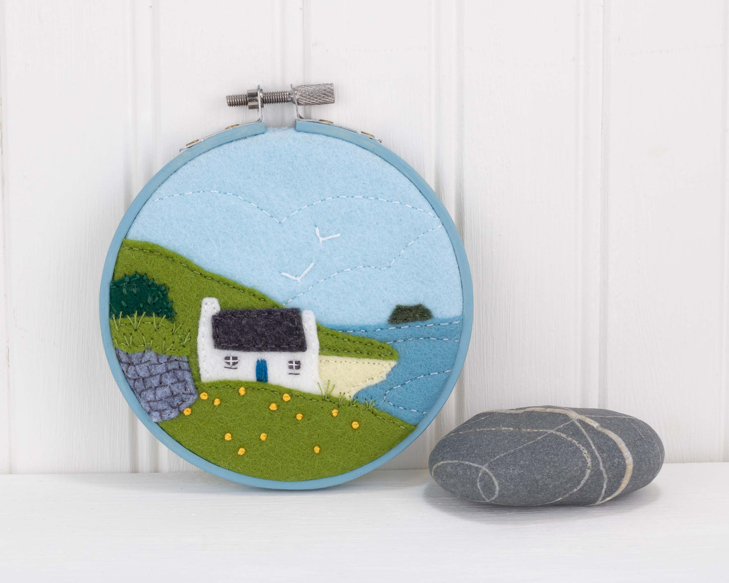 Great Blasket Island Cottage felt embroidery