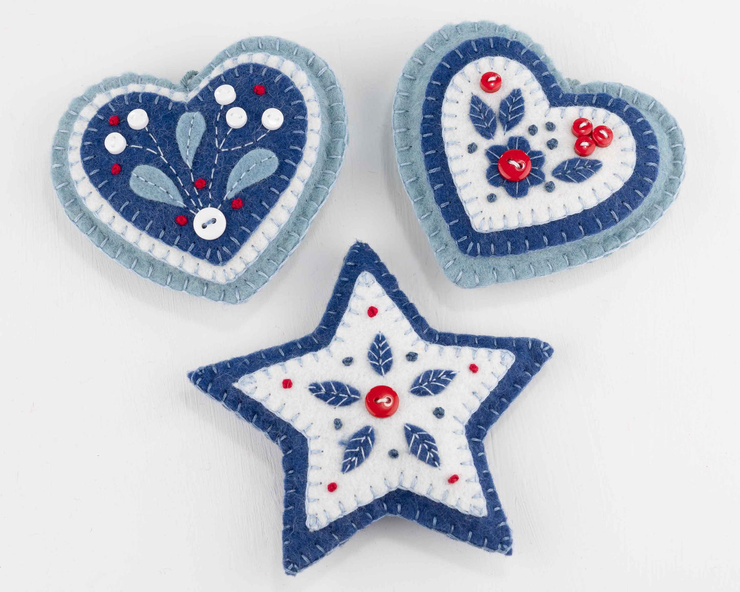 Nordic Christmas Collection Set of Three Felt Ornaments