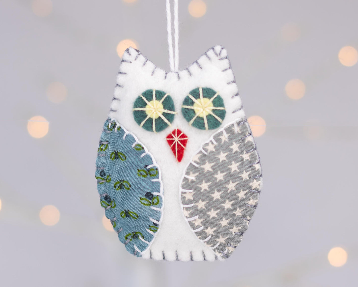 Felt Owl Ornaments, Grey and White Owl Christmas Ornaments