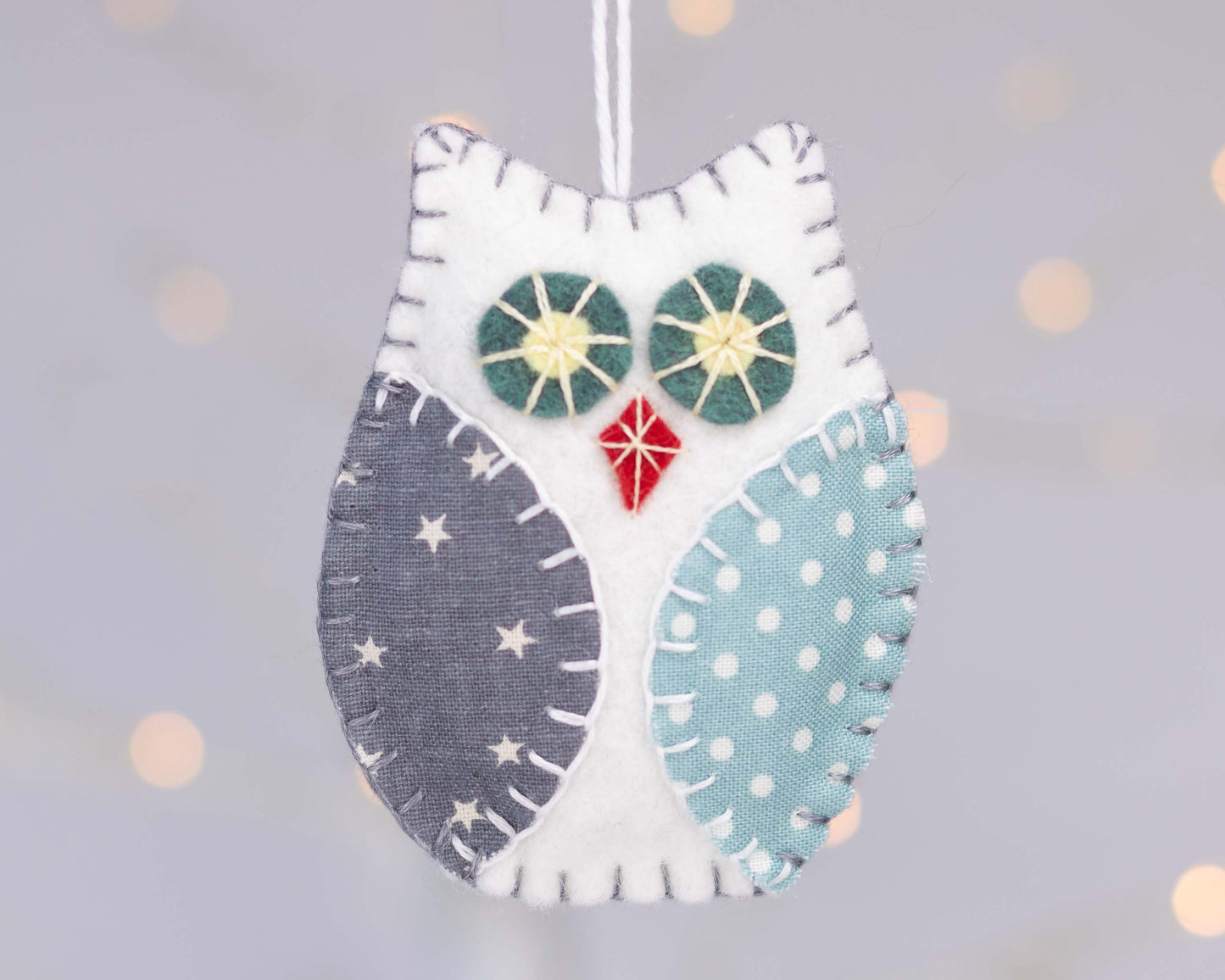 Felt Owl Ornaments, Grey and White Owl Christmas Ornaments