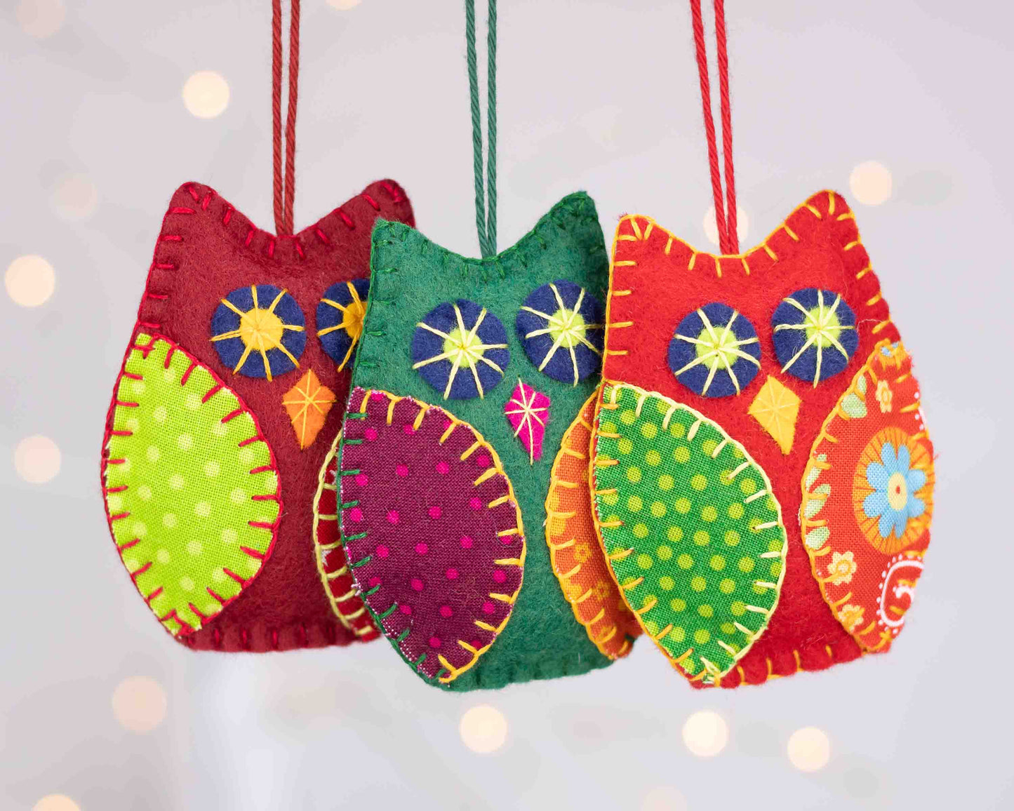 Felt Owl Christmas Ornaments