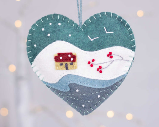 Embroidered Felt Winter Landscape Christmas Ornament