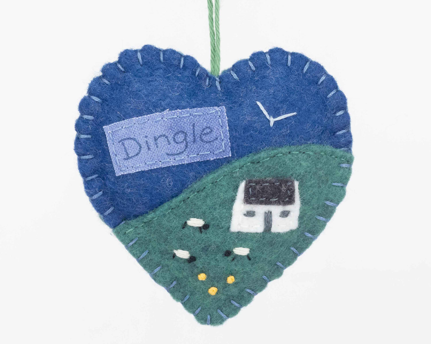 Irish Cottage Felt Heart Ornament