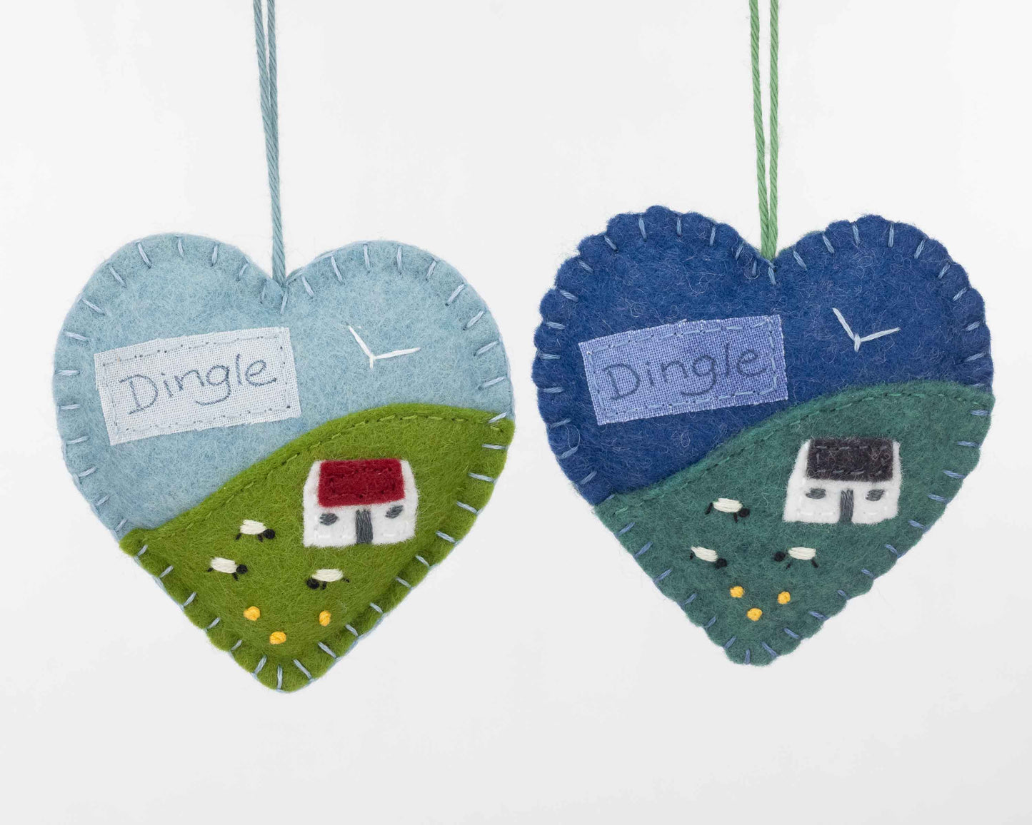 Irish Cottage Felt Heart Ornament