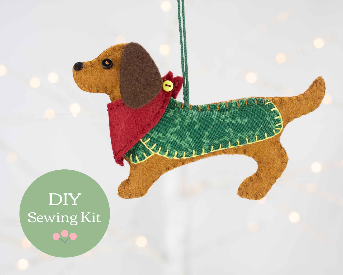 Dachshund felt ornament sewing kit