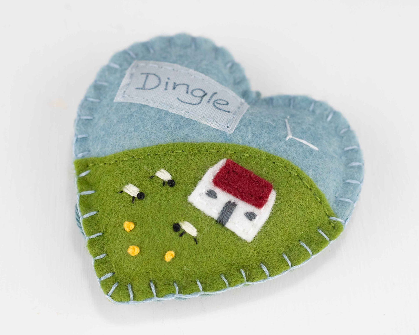 Irish Cottage Felt Heart Ornament