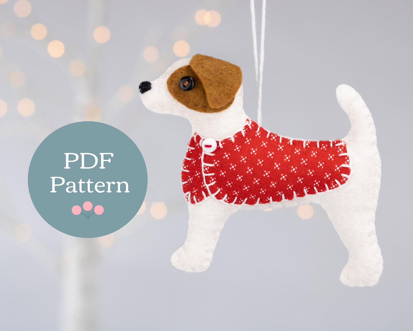 Jack Russell Dog Felt Ornament Sewing Pattern