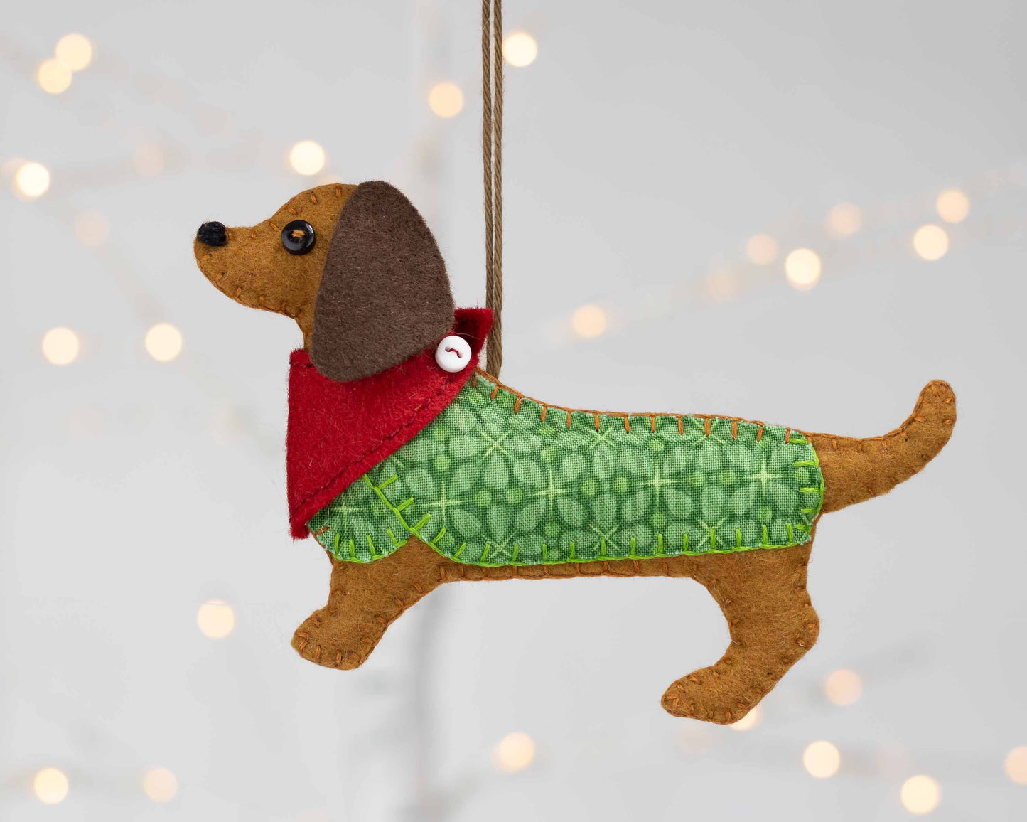 Mitzi the Dachshund Felt Christmas Ornament