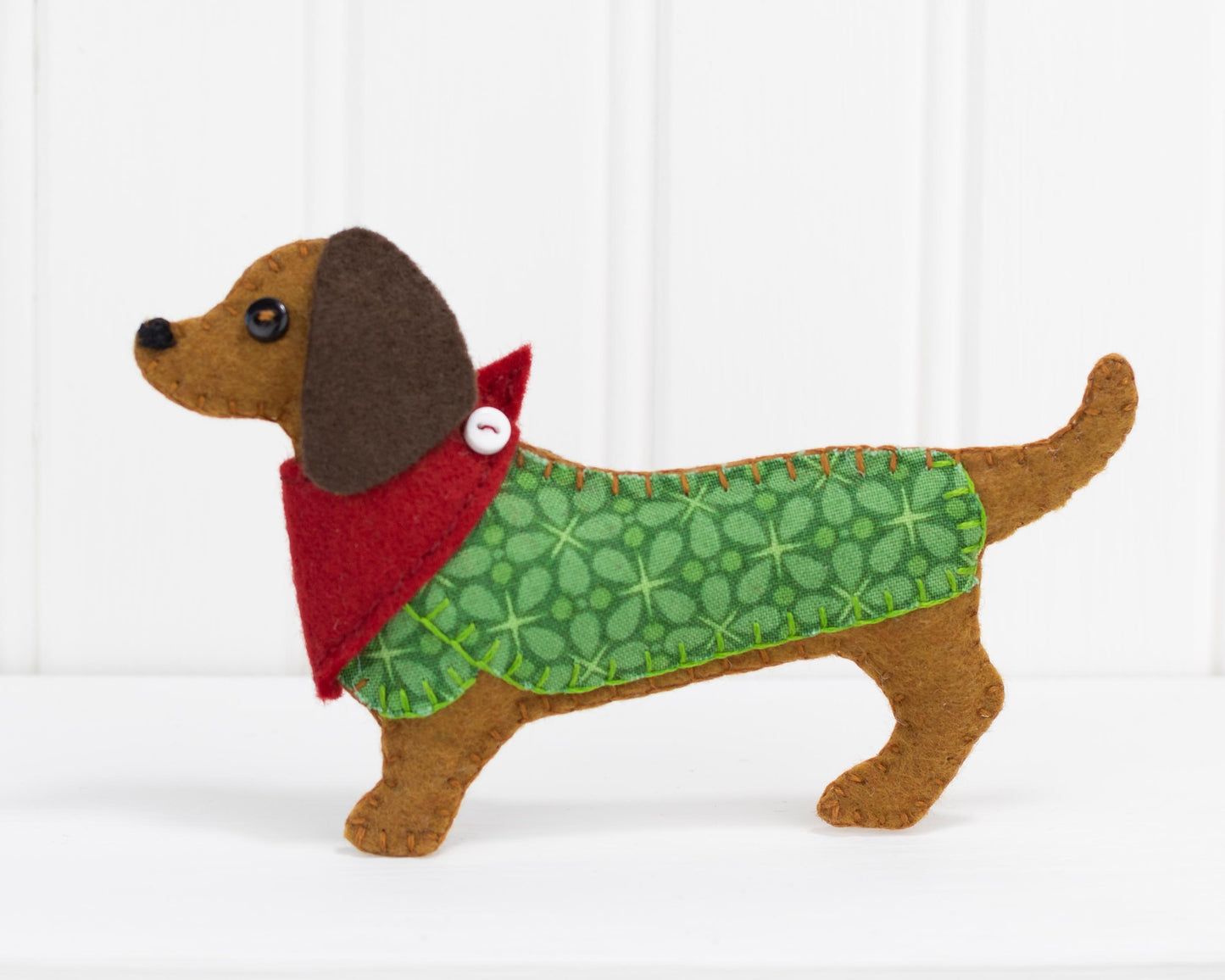 Mitzi the Dachshund Felt Christmas Ornament