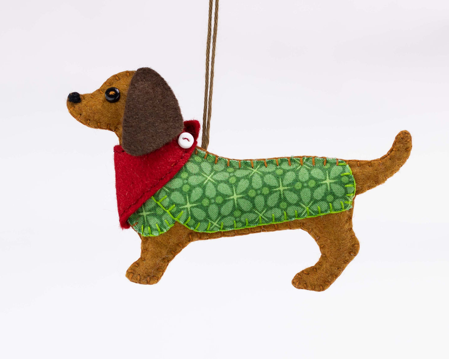 Mitzi the Dachshund Felt Christmas Ornament