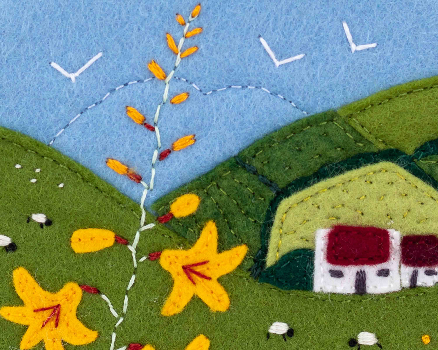 Irish cottage felt landscape embroidery