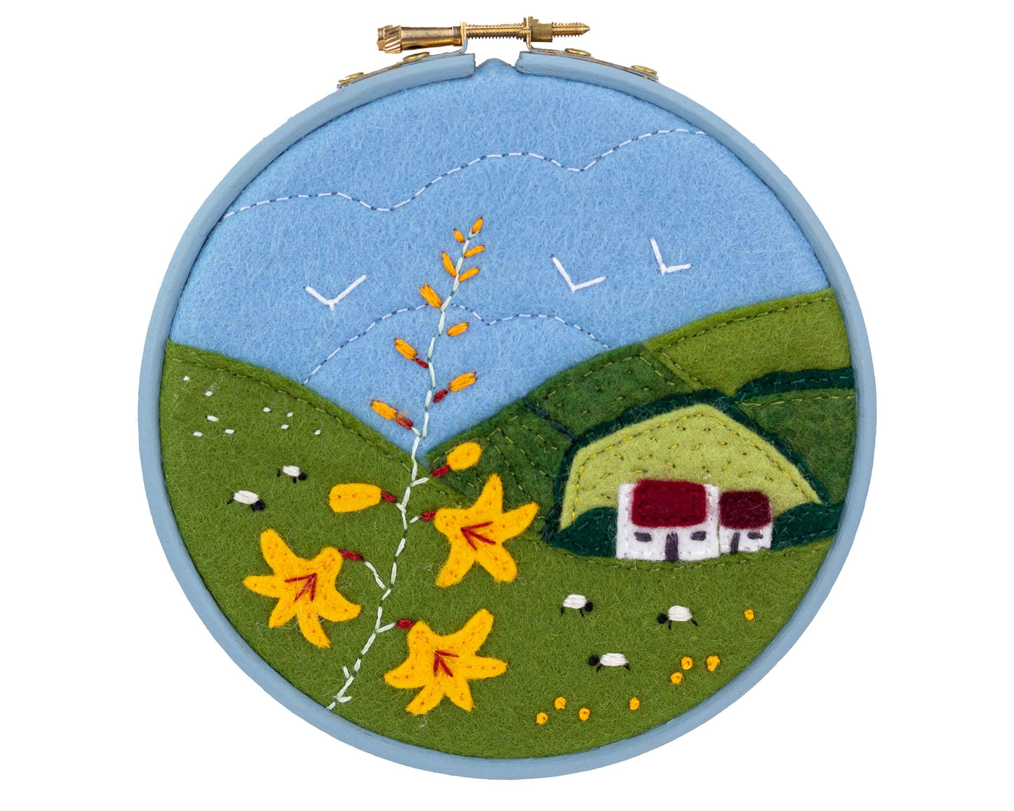 Irish cottage felt landscape embroidery